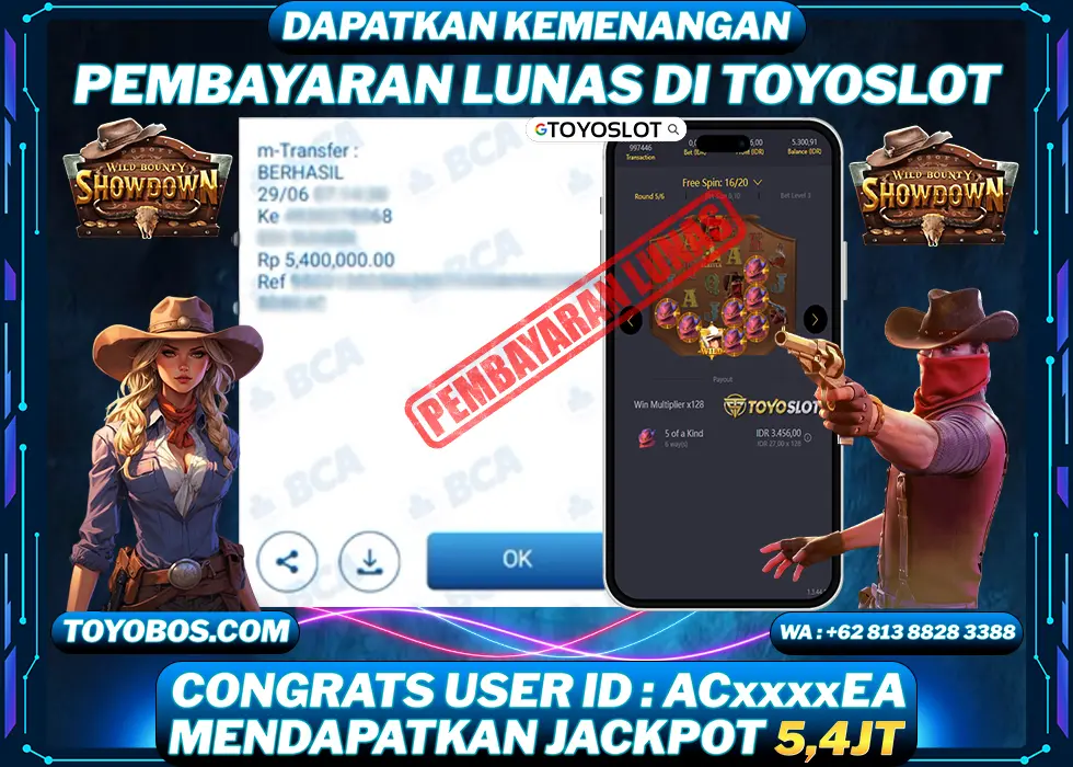 TOYOSLOT - BUKTI KEMENANGAN Wild Bounty Showdown Rp5,400,000,- LUNAS
